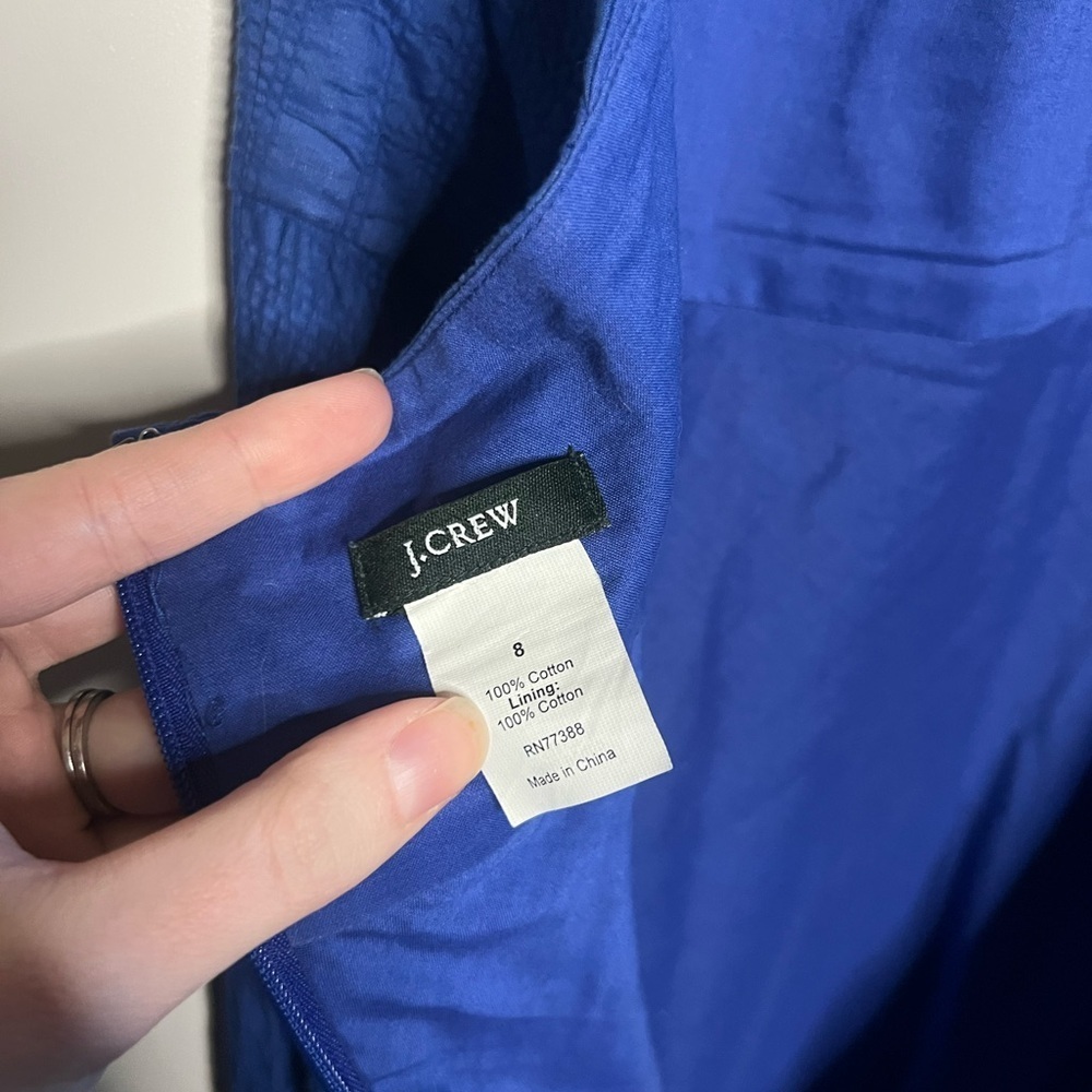 J.Crew 2008 Vintage Cobalt Blue 100% Cotton Halter Midi Dress - Picture 10 of 10
